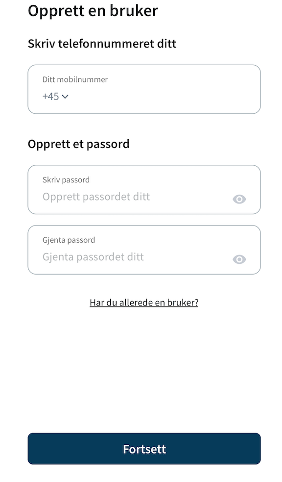 Oprett bruker