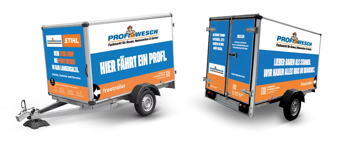 Diese Profi Wesch Anhänger stehen für dich bereit