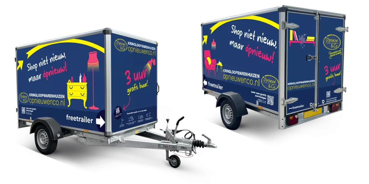 Huur een gratis aanhanger van Opnieuw & Co