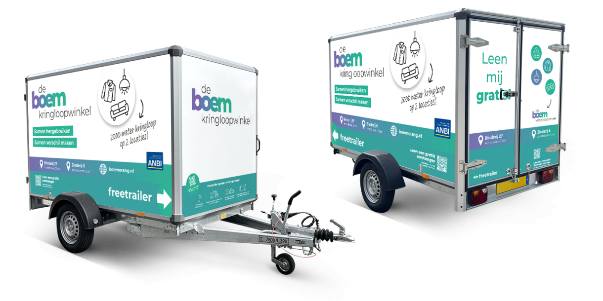 Huur een gratis aanhanger van De Boem Kringloopwinkel