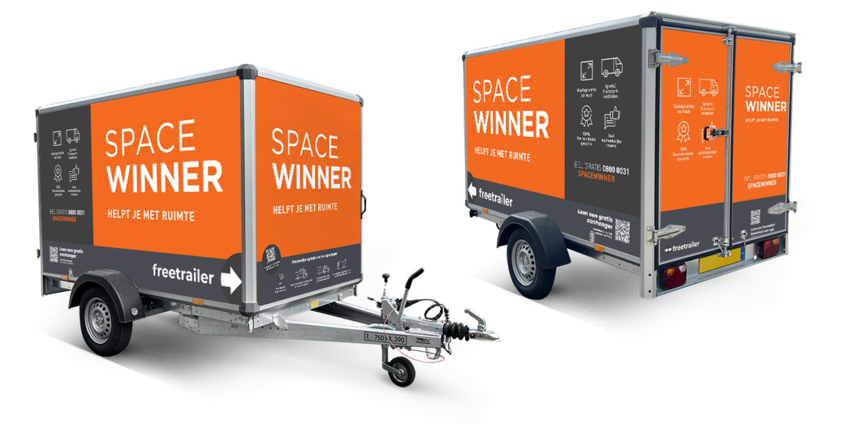 Huur een gratis aanhanger van Spacewinner